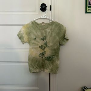 Green Glitter Butterfly Tie-Dye Tee